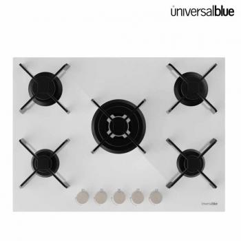 Placa de Gas Universal Blue Maia BW-Plus 5 Fuegos Encendido Eléctrico Cristal Blanco Dimensiones 10x68,4x51 cm