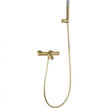 Kit de baño/ducha monomando termostático Imex Monza oro cepillado