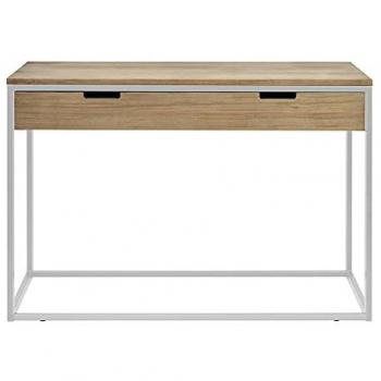 Consola Eco Three 120x35x81cm en Madera Maciza de Pino Blanco con Acabado Vintage Estilo Industrial
