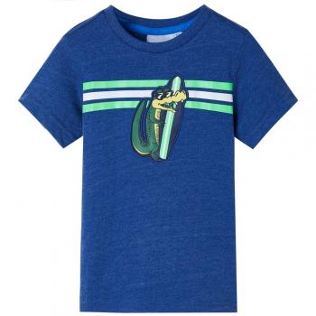 Camiseta infantil azul oscuro mélange 140