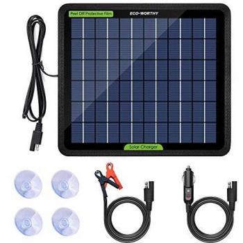 ECO-WORTHY 12V 5 Vatios Potente Cargador de Batería Portátil Panel Solar Para Acampar del Coche del Barco