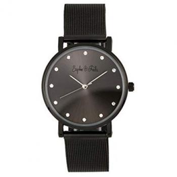Sophie & Freda Savannah Black Mesh Bracelet Watch with Swarovski Crystals - One Size