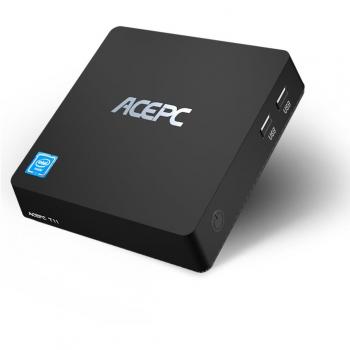 Mini PC, ACEPC T11 Windows 10 Ordenador de sobremesa Fanless 4GB RAM 32 GB eMMC, procesador Intel Atom x5-Z8350 Procesador de hasta 1,92 GHz, soporte de banda dual Wi-Fi, 4K HD, salida dual HDMI / VGA, SATA para 2,5 pulgadas HDD