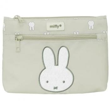 Estuche Escolar Grande Doble Cremallera Miffy Niebla, Reciclado y Repelente al Agua, 23x16x3 cm