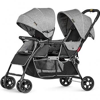 besrey Silla de Paseo Gemelar Plegable, Carro Gemelar hasta 20kg, Ligera y Compacta, Carrito Doble Bebe , Silla Carrito Gemelar, con Cubierta de Lluvia