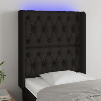 Cabecero LED de tela negro 83x16x128 cm