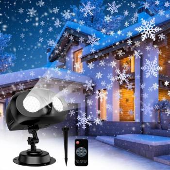 Proyector de Navidad LED con Efecto Nevada, Control Remoto y Protección IP65 para Interiores y Exteriores