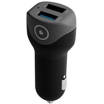 Muvit Cargador Coche USB 2 Puertos Qualcomm QC 3.0 + 2.4A Smart IC Negro