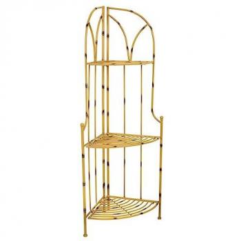 Estantería de Forja Resistente Amarilla Wanderlust Deco 48x35x120 cm para Recibidor y Sala de Estar