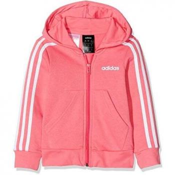 adidas Sudadera con Capucha para niña Essentials con 3 Rayas., Niñas, con Capucha., EH6118, Rosa Real y Blanco., 170