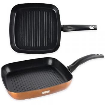 Sartén Asadora Antiadherente de Aluminio Forjado Foodie Quttin Cobre 28 x 28 cm