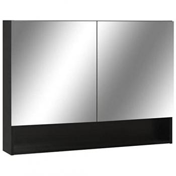 Meissa Modern Vanity LED Bathroom Mirror Cabinet Black MDF 80x15x60 cm