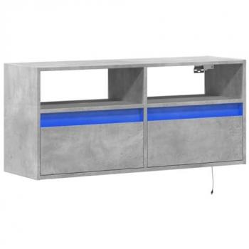 Mueble de TV de pared con luces LED gris hormigón 100x31x45 cm, Mueble de TV suspendido, Mueble de TV montado en la Pared, Soporte de TV Flotante