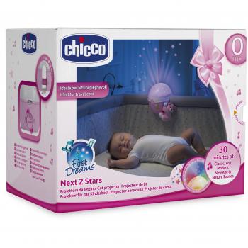 Chicco Next2Stars Pink Baby Night Light Projector with Music and Sound Sensor
