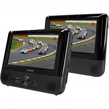 Sogo dvdss9745 reproductor dvd porttil lcd pantalla dual de 7 color negro