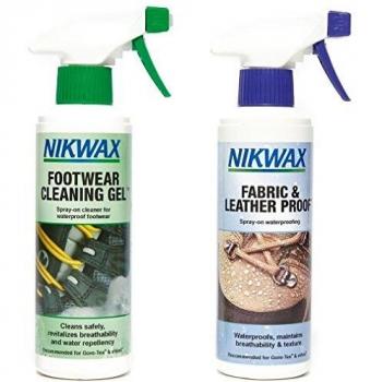 Nikwax Footwear Twin Pack – for cleaning and re-waterproofing your footwear | Footwear Cleaning Gel 300ml |Fabric and Leather Proof 300ml