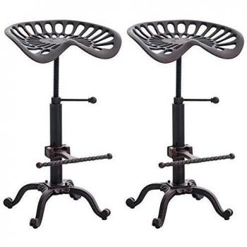 Set de 2 Taburetes de Bar Butch Bronce con Asiento de Hierro Fundido y Estructura Metálica Ajustable