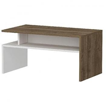 Mesa de Centro Giulia, Aglomerado de Melamina, Blanco y Nogal, 90x50x43 cm