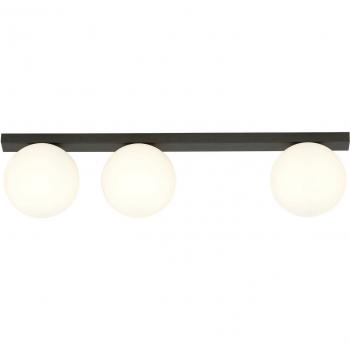 Plafón de techo EMIBIG LIGHTING Fit, negro/opalino, 3 luces, metal y cristal, altura: 17 cm, longitud: 70 cm