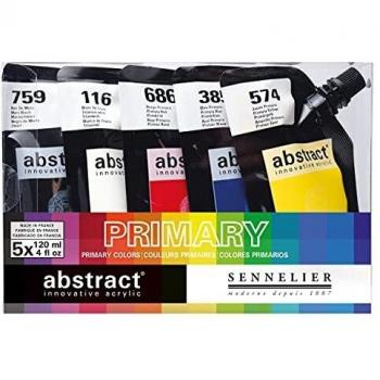 Sennelier Abstract Acrylic Paint Pouches - Primary Colours Set of 5 (120ml each)