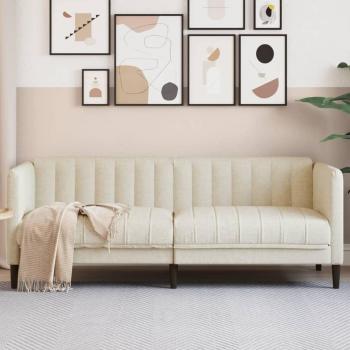 Sofá de 2 plazas lino con estructura de madera, tapizado en lino, cojines acolchados, diseño moderno y elegante, disponible en varios colores