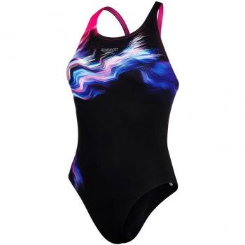 Speedo Lunar Vision Placement Digital Powerback Bañador de Espalda Clásica, Mujer, Negro