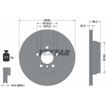 Disco de freno TEXTAR 92241903, volver, ventilado, 1 pieza