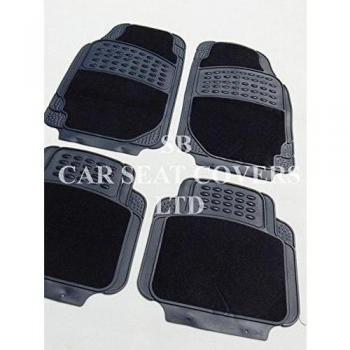 Para adaptarse a un Seat Leon X-Perience, Negro Deluxe 2210 PVC coche alfombrillas de goma, juego de 4 piezas, universal