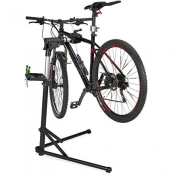 Soporte de Taller Plegable para Bicicleta Relaxdays, Caballete Telescópico con Sujeción de Manillar, Compatible con Marcos de 25-40 mm, Capacidad hasta 30 kg, Color Negro