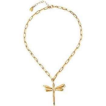 Gold-Plated Link Chain Necklace with Dragonfly - Women's Jewelry