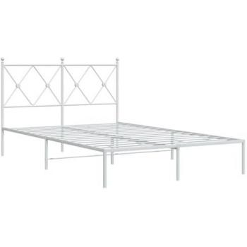 Estructura de cama de metal con cabecero blanca 120x200 cm