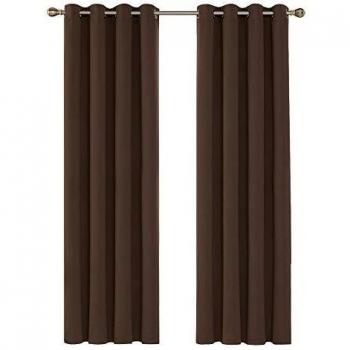 Deconovo Cortinas Dormitorio Moderno Blackout Curtain Suave para Ventanas de Habitación Juvenil 2 Piezas 140 x 245 cm Marrón