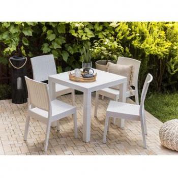 Mesa de Comedor de Jardín Cuadrada 80 x 80 cm Blanca para 4 Plazas Material Sintético Fossano