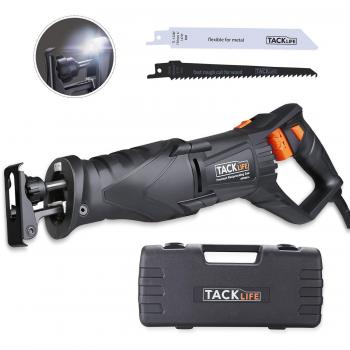 Sierra Sable, 850W 0~2800RPM, Tacklife Sierra con LED, Empuñaduras Giratorias, Profundidad: Madera 180mm, Metal 10mm, 2 Hojas