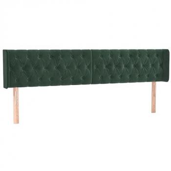 Cabecero con LED de terciopelo verde oscuro 203x16x78/88 cm