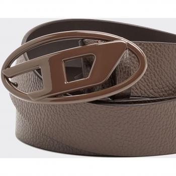 Diesel Men's Oval D-Logo Leather Belt - Dark Brown, Size 100 CM