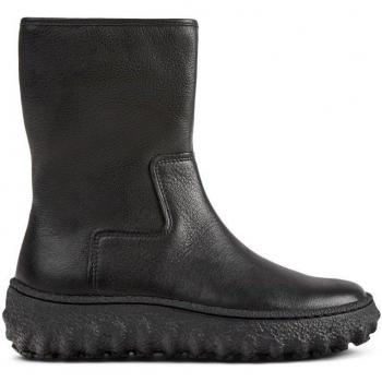 Camper Ground Black Leather Platform Boots for Women