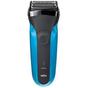 Braun Series 3 310 Afeitadora Eléctrica, Maquinilla Wet & Dry para Barba Hombre con 3 Láminas Flexibles, Recargable e Inalámbrica, Lavable, Negro/Azul