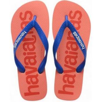 Chanclas Havaianas Top Logomania 2 azul y rosáceo, talla 39-40