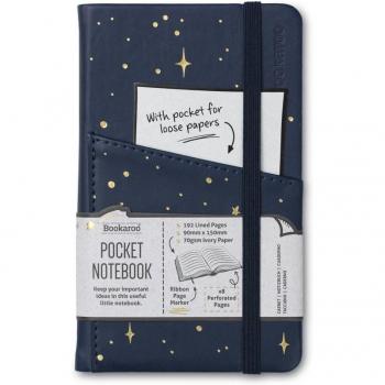 Libreta de cuero PU A6 Moon & Stars con diseño de lunas y estrellas, papel rayado, tamaño compacto ideal para llevar en el bolsillo