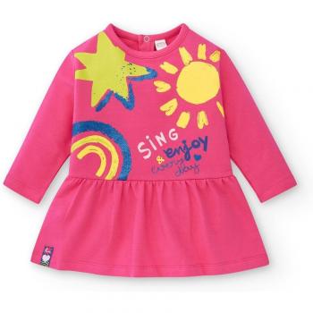 Tuc Tuc - Vestido de bebé niña de manga larga en fucsia con dibujo frontal