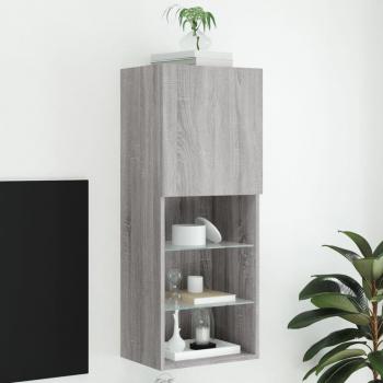 Mueble para TV con luces LED 40,5x30x102 cm, Mueble de Salon, Mueble TV, Mesa de TV en color gris Sonoma