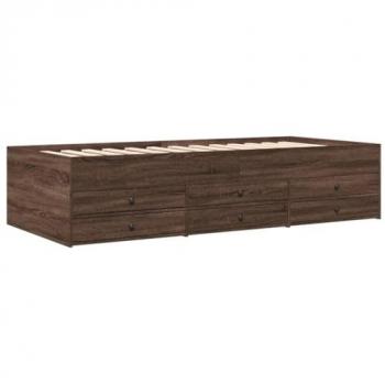 Sofá cama con cajones sin colchón roble marrón 75x190 cm vidaXL, Tumbona con Cajones, Sofá Cama con Almacenamiento, Somier de Invitados, Mueble para Salón Dorm