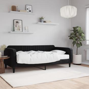 Sofá cama terciopelo negro 90x190 cm con colchón