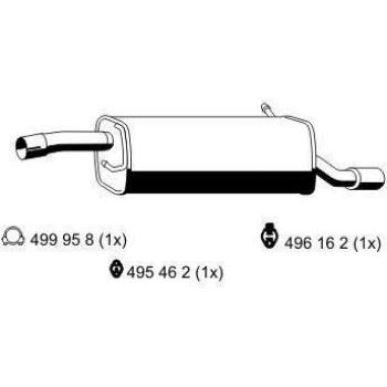 Silencioso trasero ERNST 314039 para FORD FIESTA 5, compatible con ME6S6J-5K244-B1A, 1557518 y 1383127