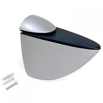 Emuca 4009425 - Lote de 2 soportes mod. Azor para estante de madera o cristal de espesor 0-25mm acabado pintado aluminio