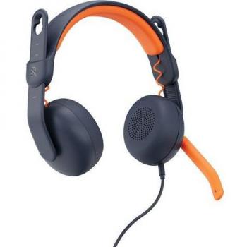 Logitech Zone Learn - Auriculares supraaurales para estudiantes USB-C azul/naranja