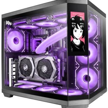 Caja Gaming ATX Mars Gaming MC-3TCORELCD, Pantalla IPS 7.2”, Triple Cristal Templado Extraíble, Estructura Doble Cámara Lateral, Soporte para Refrigeración Líquida hasta 360