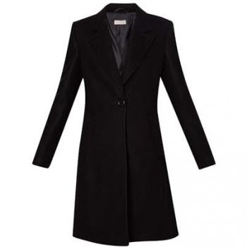 Liu Jo Women's Black Felted Single-Breasted Coat, Size 40
