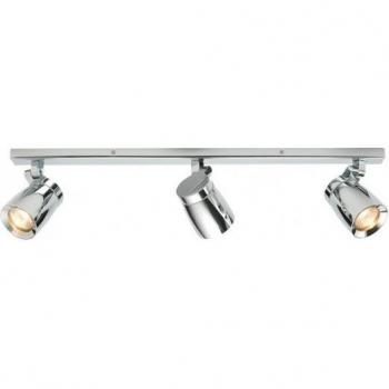 Foco de baño ajustable Knight de Saxby Lighting - 3 luces, aleación de aluminio efecto cromado, vidrio transparente, IP44, tipo de bombilla GU10